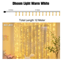 Load image into Gallery viewer, NIYAMAX LED String Lights - 12 Meter Fairy Lights with Full View Light 42 LED Bulb - Waterproof &amp; Flexible Copper LED Serial String Lights (Warm White)
