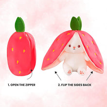 Load image into Gallery viewer, Rabbit with Chain Reversible Bunny Rabbit Soft Stuffed Toys for Girls Boys Baby Kids | Doll, Teddy Bear plushies, Animal Toy | Strawberry/Carrot Shaped Pink Colour | Valentine&#39;s Gift
