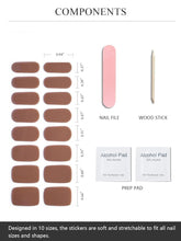 Load image into Gallery viewer, Cazuela 16PCS Semi Cured Gel Nail Polish Strips, Self Adhesive Full Wrap Gel Nail Art Sticker, Waterproof Gel Nail Wrap Stickers with Nail File and Stick (17Reddish Brown), 15 Centimeters
