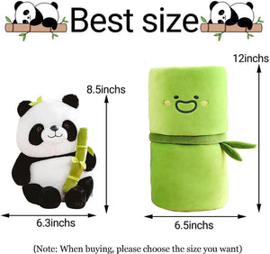 Storescent Cute Panda Plush with Bamboo, Kawaii Soft Panda in Bamboo Stuffed Animals Toy, Plushies Doll Gifts for Kids Girls Boys Birthday Valentine (Panda in Bamboo)