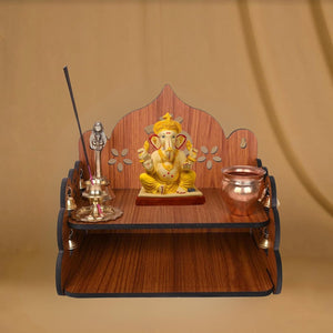 Puzzle Berry Nivasam Engineered Wood Hand Crafted OM Pattern Pooja Mandir for Home & Office, Wall Mounted Wooden Temple, Pooja Stand with Storage Cabinet, Home Decor,Mandir from ETrade
