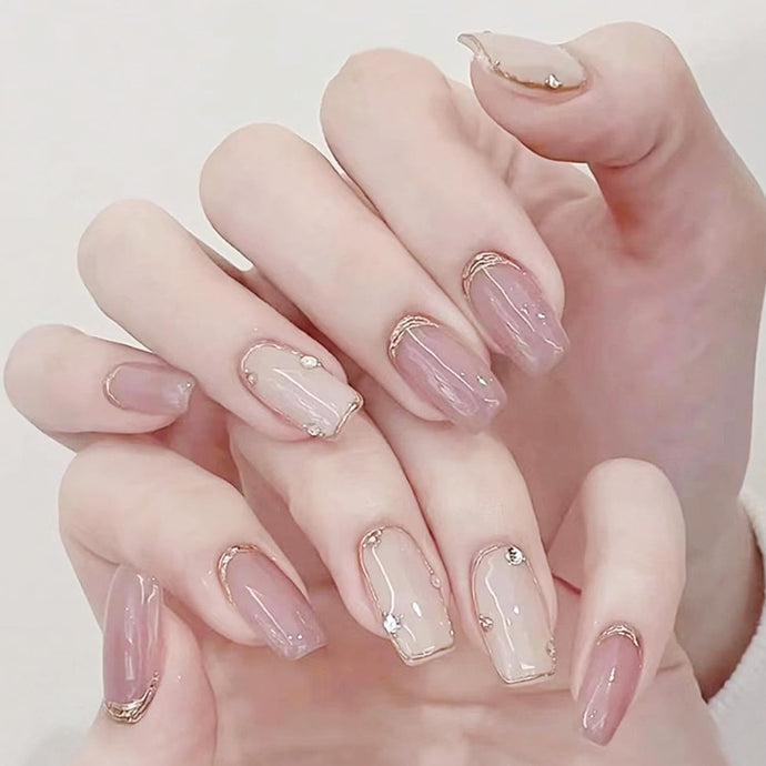 Synaty Acrylic Press-On Nails Set with Handmade Gel Polish Patterns and Decorations for Salon-Quality Manicure at Home (Princess Pink)