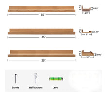 Load image into Gallery viewer, Streem Sheesham Wood Floating Shelves, Wall Shelves Set of 3, Picture Shelf Photo Ledge Shelves for Bathroom Kitchen and Bedroom,Livingroom (35 inch, Natural)
