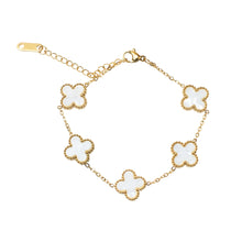Load image into Gallery viewer, SALTY Anti Tarnish Victorian White Clover Bracelet for Women | Fancy Jewellery Gifts | Hand Band | Latest Fashion Accessories for Girls | Minimal Jewelry Design | Ideal for Gifting
