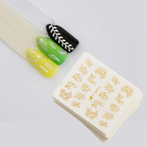 SYGA Gel Abstract Nail Art Water Transfer Decals Metallic Stickers (Gold, Silver) - 30 Sheets