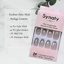 Load image into Gallery viewer, Synaty® Fashion Lady Series 24 Pcs False Extension Nails Set, Reusable With Glue Stickers, Nail File, Nail Stick, For Party, Wedding, Big Events (Sparkling Diamond)

