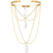 Load image into Gallery viewer, CJIAYUJEW Minimalist Arm Cuff for Women Gold Arm Cuff Upper Arm Layered Tassels Heart Rhinestone Pearl Arm Bracelet Stackable Arm Bangle Jewelry for Women
