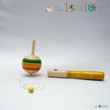 Load image into Gallery viewer, BAALVE™ Wooden Spinning Top - Spindle Top Toy with Handle &amp; String – Traditional Design – Enhances Fine Motor Skills &amp; Eco-Friendly, Ideal for 3+ Years Kids, Top Toy Spinning, Bongaram for Kids.
