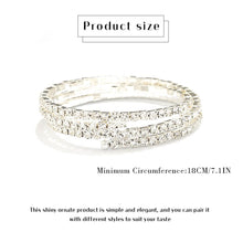 Load image into Gallery viewer, Jovono Rhinestone Arm Cuff Layered Arm Bracelet Crystal Upper Armband Open Cuff Dainty Arm Jewelry For Women(1Pcs), 7.1 inches, Crystal Silver Rhinestone
