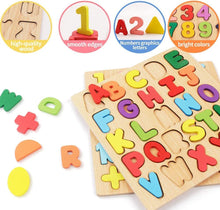 Load image into Gallery viewer, Chocozone Wooden Learning Educational Game Board for Kids, Puzzle Toys for 2 Years Old Boys &amp; Girls (Alphabets, Numbers &amp; Shapes)
