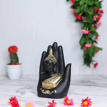 Load image into Gallery viewer, Craftvatika Golden Handcrafted Palm Buddha Idol for Home,Office and Gifts - Palm Buddha Hand Statues for Living Room Mandir Pooja Room Living Room Diwali Decor

