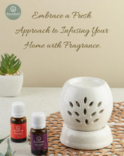 Load image into Gallery viewer, Asian Aura Handcrafted Ceramic Electric Round Shaped Aroma Diffuser| Aroma Oil Burner for Aromatherapy| Home Decor and Fragrance with Aroma Oils(English Lavender &amp; Rosy Romance Fragrance 10ml Each)
