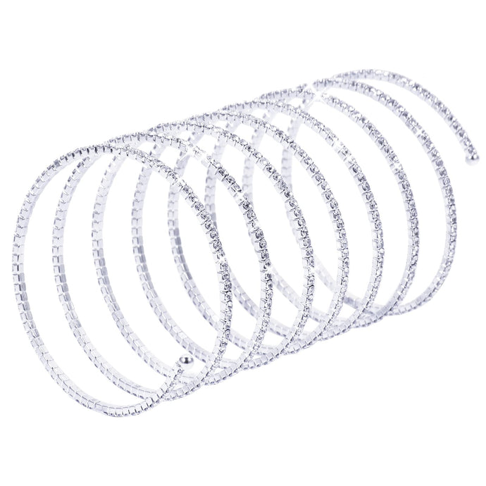 Jojomina Rhinestone Arm Cuff Jewelry for Women Multilayer Arm Bracelet Upper Arm Jewelry Crystal Silver Prom Bridal Bangle for Party Bride Wedding, 2.16 Inch, Crystal Silver Rhinestone, crystal