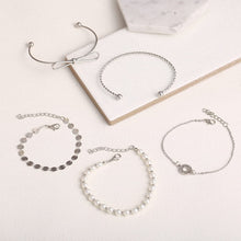 Load image into Gallery viewer, Shining Diva Fashion Latest Stylish Multilayer Silver Plated Bangle Bracelet for Women and Girls (rr12800b)(Set of 5)
