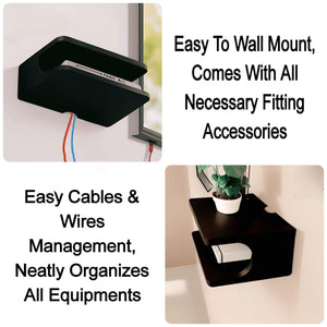Set top Box Stand | WiFi Router Holder Wooden Wall Shelves | Setup Box Stand for Home | Wall Mount Stylish WiFi Router Holder TV Cabinet Living Room Furniture