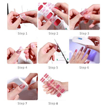 Load image into Gallery viewer, Cazuela 16PCS Semi Cured Gel Nail Polish Strips, Self Adhesive Full Wrap Gel Nail Art Sticker, Waterproof Gel Nail Wrap Stickers with Nail File and Stick (17Reddish Brown), 15 Centimeters
