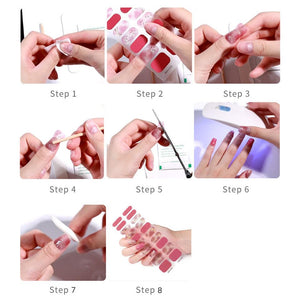 Cazuela 16PCS Semi Cured Gel Nail Polish Strips, Self Adhesive Full Wrap Gel Nail Art Sticker, Waterproof Gel Nail Wrap Stickers with Nail File and Stick (17Reddish Brown), 15 Centimeters