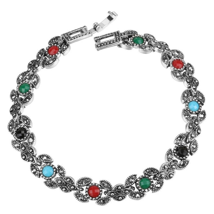 Shining Diva Fashion Oxidized Silver Silver Plated Crystal Stylish Bracelet for Women (8657b)