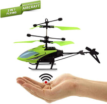 Load image into Gallery viewer, Helicopter with Radio Remote Control and Hand Sensor Charging Helicopter 2 in 1 Toys with 3D Light Toys for Boys Kids (Indoor &amp; Outdoor Flying)(Multicolour)
