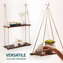 Load image into Gallery viewer, UHUD CRAFTS Hanging Shelves - Adjustable Rope Hanging Shelf, Wall Hanging Decor, Lightweight, Premium Wooden Shelf, Hanging Plant Shelf for Bedroom and Living Room (1 Pcs)
