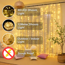 Load image into Gallery viewer, NIYAMAX LED String Lights - 12 Meter Fairy Lights with Full View Light 42 LED Bulb - Waterproof &amp; Flexible Copper LED Serial String Lights (Warm White)
