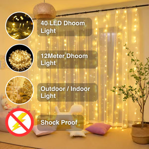 NIYAMAX LED String Lights - 12 Meter Fairy Lights with Full View Light 42 LED Bulb - Waterproof & Flexible Copper LED Serial String Lights (Warm White)