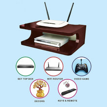 Load image into Gallery viewer, Set top Box Stand | WiFi Router Holder Wooden Wall Shelves | Setup Box Stand for Home | Wall Mount Stylish WiFi Router Holder TV Cabinet Living Room Furniture
