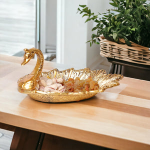 Prince Home Decor & Gifts Metal Solid Tray Bowl (19 X 9 X 10 Cm, Gold), 1 liter