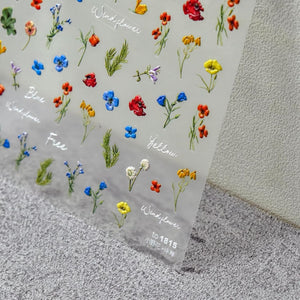 TRESTA Flower Nail Stickers - 5D Embossed Self-Adhesive Floral Nails Decals | Summer Flower Leaf Plant Designs for DIY Nail Art & Manicure | Nails Accessories for Women & Girls