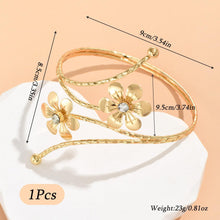 Load image into Gallery viewer, Arm Cuff Jewellery for Women, Elegant Gold Dual Flower Arm Bracelet, Stylish Upper Arm Accessory Perfect for Parties Weddings Evening Events

