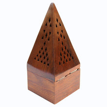 Load image into Gallery viewer, UWI CRAFTS Wooden Incense Holder 3 Inches with Storage Tray Handmade Dhoop Batti Stand- Handcrafted Ash Catcher for Aromatherapy, Meditation, and Home Decor
