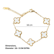Load image into Gallery viewer, SALTY Anti Tarnish Victorian White Clover Bracelet for Women | Fancy Jewellery Gifts | Hand Band | Latest Fashion Accessories for Girls | Minimal Jewelry Design | Ideal for Gifting
