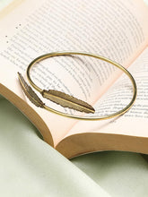 Load image into Gallery viewer, El Regalo Antique Gold Bohemian Feather Leaf Brass Armlet for Women &amp; Girls – Adjustable Upper Arm Cuff Bracelet, Tribal Boho Style Statement Jewelry
