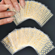 Load image into Gallery viewer, Hyzone Gold Nail Stickers for Nail Art- 30 Sheets Different Designs 3D Self Adhesive Nails Decals Gold Nails Decoration Stickers Manicure Stick On Sticker for Women Wedding, Party, Concerts
