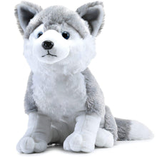 Load image into Gallery viewer, Webby Plush Husky Dog Stuffed Animal Puppy Soft Toy, Birthday Gift, Adorable Gifts for Kids and Adult, Glitter Eyes Soft Toy, 35CM (Grey) | Rakhi/Raksha Bandhan/Birthday Gift for Boys &amp; Girls
