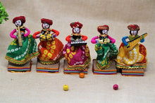 Load image into Gallery viewer, JH Gallery Recycled Material Rajasthani Home Decor Items Musician Bawla Puppets Idol Show Pieces for Home Decor 11 X 28 Cm Multicolor, 5 Pieces (Male Puppets)
