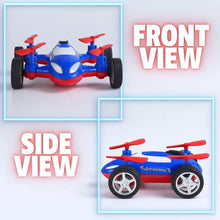 Load image into Gallery viewer, GRAPHENE Drone Flying Car Toy Friction Powered Realistic Moving Fans 4 Rotors with Red Propeller Blades 360° Wings Rotation Pullback Opening Push and Go Forward Backward Vehicle Design for Kids
