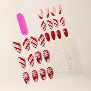 Premium Red Glossy Christmas Print Press On Nails / False Nails / Ready to Wear Nails / Glue on Nails For Girls and Women - 14 Pcs