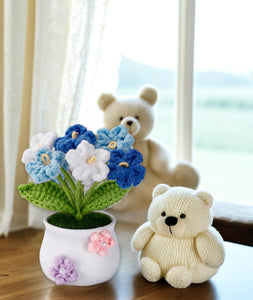 Crochet Flower, Crochet Flower Handcrafted Artificial Flower Pot Plant Emotional Support Decorative Bouquet for Table Home Office Car Dashboard Festive Crochet Gifts Crochet Bouquet Crochet Toy