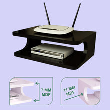 Load image into Gallery viewer, Dime Store Set top Box Stand | WiFi Router Holder Wooden Wall Shelves | Setup Box Stand for Home | Wall Mount Stylish WiFi Router Holder TV Cabinet Living Room Furniture
