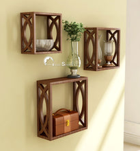Load image into Gallery viewer, Home Sparkle MDF Wooden Wall Shelves (Brown)
