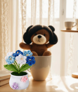Crochet Flower, Crochet Flower Handcrafted Artificial Flower Pot Plant Emotional Support Decorative Bouquet for Table Home Office Car Dashboard Festive Crochet Gifts Crochet Bouquet Crochet Toy