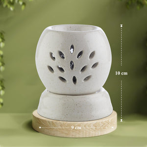 Asian Aura Handcrafted Ceramic Electric Round Shaped Aroma Diffuser| Aroma Oil Burner for Aromatherapy| Home Decor and Fragrance with Aroma Oils(English Lavender & Rosy Romance Fragrance 10ml Each)