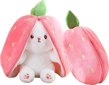 Load image into Gallery viewer, Rabbit with Chain Reversible Bunny Rabbit Soft Stuffed Toys for Girls Boys Baby Kids | Doll, Teddy Bear plushies, Animal Toy | Strawberry/Carrot Shaped Pink Colour | Valentine&#39;s Gift
