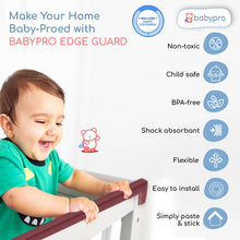 Load image into Gallery viewer, BabyPro BabyProofing Edge Guard (12mm, Pack of 1) with Strong Adhesive Tape by Certified Professional Childproofer, 2 Meter Long for Furniture Corner, Bed, Table Corners, for Child Safety (Brown)
