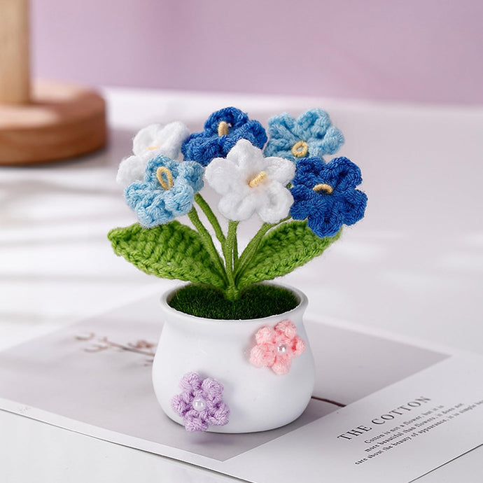 Crochet Flower, Crochet Flower Handcrafted Artificial Flower Pot Plant Emotional Support Decorative Bouquet for Table Home Office Car Dashboard Festive Crochet Gifts Crochet Bouquet Crochet Toy