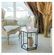 Load image into Gallery viewer, White Ceramic Donut Vase, 6 Inch Modern Flower Vase for Pampas Grass, Dried Flowers, Home &amp; Office Decor, Centerpiece, Handcrafted Gift Vase Only
