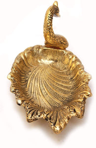Prince Home Decor & Gifts Metal Solid Tray Bowl (19 X 9 X 10 Cm, Gold), 1 liter