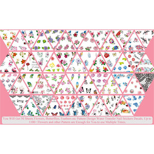 Synaty 50 Pcs Art Stickers Plus Tweezer, Easy DIY Water Transfer Nail Decals Decoration (Style 1, Paper), 6 Cm X 5 Cms