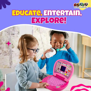 Gooyo 2011A Battery Operated Educational Learning Laptop Toy with LED Display and Music Effect | Babies/Girls/Boys/Toddlers | Pink Color, Power Source: 3xAA Battery (Not Included)